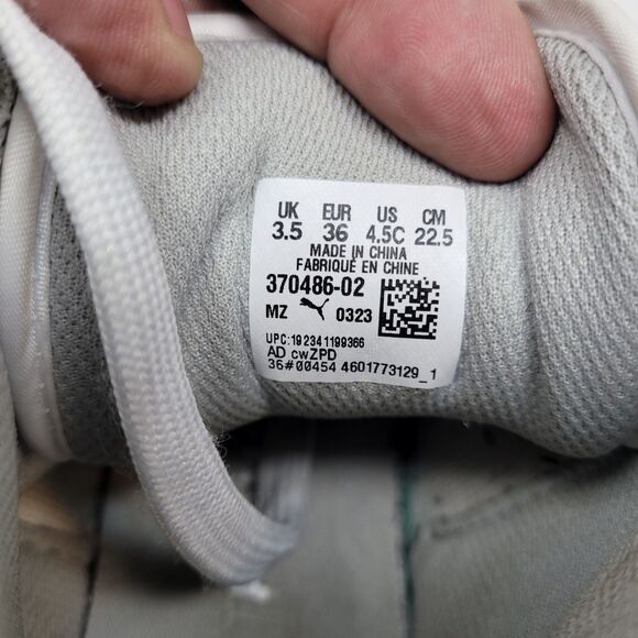 90s Style Puma Hightop Plain Clean Minimal White Size 4.5 4.5C, Youth Boys Girls - Picture 7 of 7